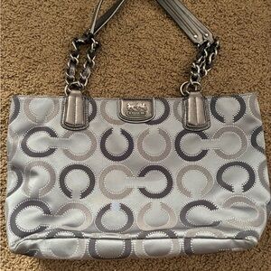 Coach Metallic Silver and Gray Shoulder Bag